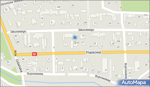 Węgrów, Piaskowa, 9, mapa Węgrów