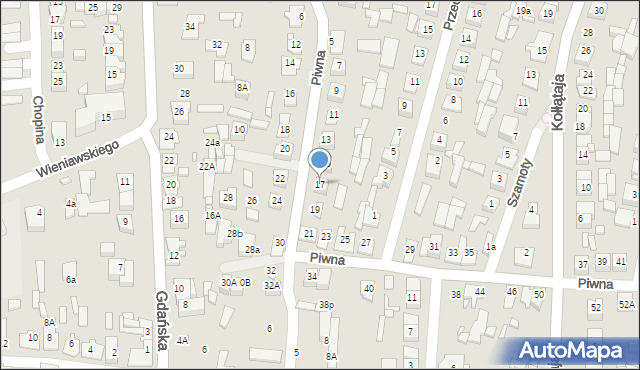 Węgrów, Piwna, 17, mapa Węgrów