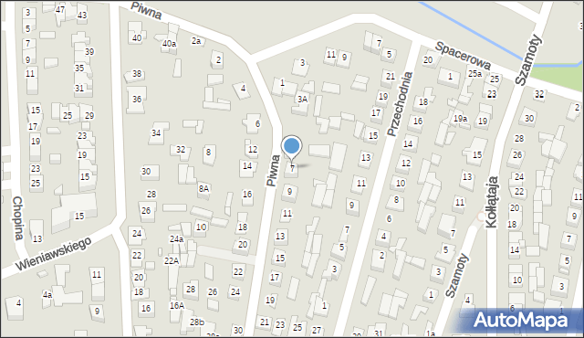 Węgrów, Piwna, 7, mapa Węgrów
