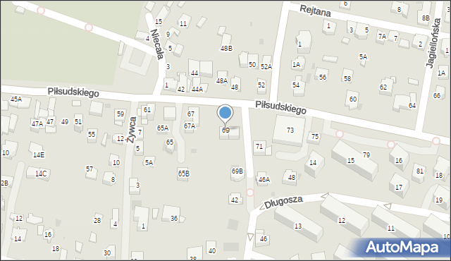 Wieliczka, Piłsudskiego Józefa, marsz., 69, mapa Wieliczka
