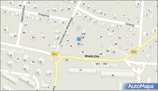Wieliczka, Piłsudskiego Józefa, marsz., 82A, mapa Wieliczka