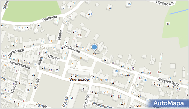 Wieruszów, Piskorska, 29, mapa Wieruszów