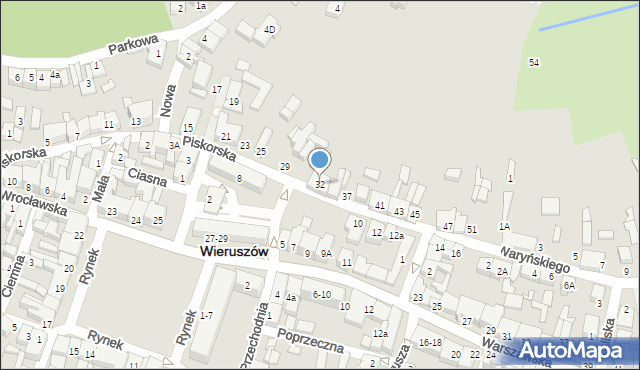 Wieruszów, Piskorska, 32, mapa Wieruszów