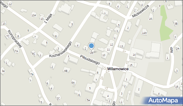 Wilamowice, Piłsudskiego Józefa, marsz., 2A, mapa Wilamowice