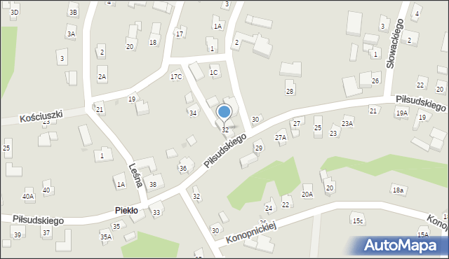 Wilamowice, Piłsudskiego Józefa, marsz., 32, mapa Wilamowice