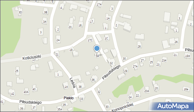 Wilamowice, Piłsudskiego Józefa, marsz., 34, mapa Wilamowice