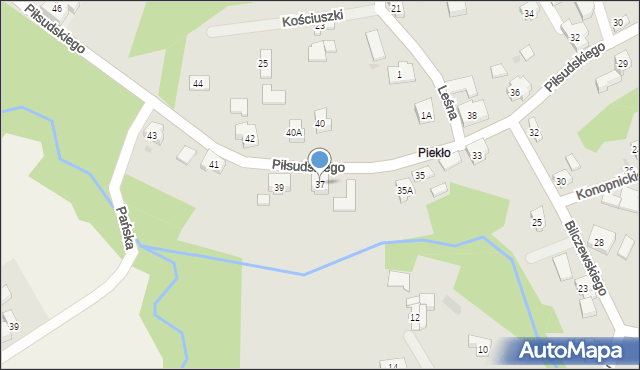 Wilamowice, Piłsudskiego Józefa, marsz., 37, mapa Wilamowice