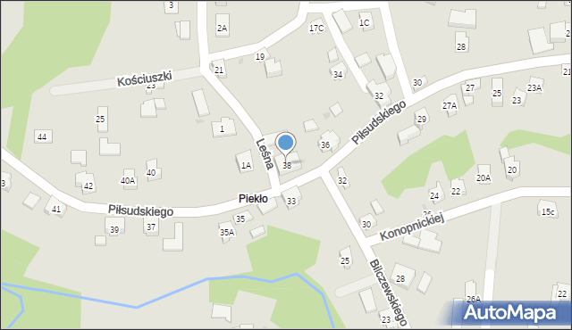 Wilamowice, Piłsudskiego Józefa, marsz., 38, mapa Wilamowice