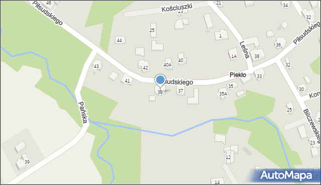 Wilamowice, Piłsudskiego Józefa, marsz., 39, mapa Wilamowice
