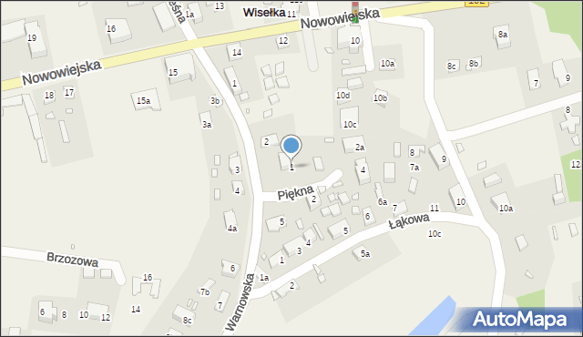 Wisełka, Piękna, 1, mapa Wisełka