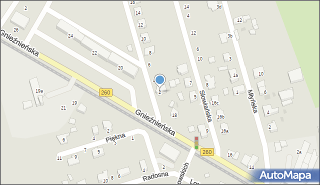 Witkowo, Piastowska, 2, mapa Witkowo