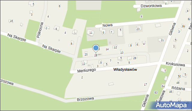 Władysławów, Pigwowa, 18, mapa Władysławów