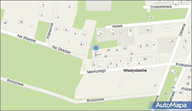 Władysławów, Pigwowa, 20, mapa Władysławów