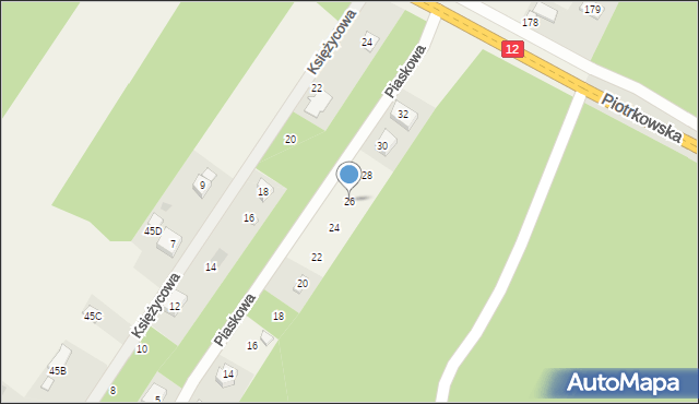 Włodzimierzów, Piaskowa, 26, mapa Włodzimierzów