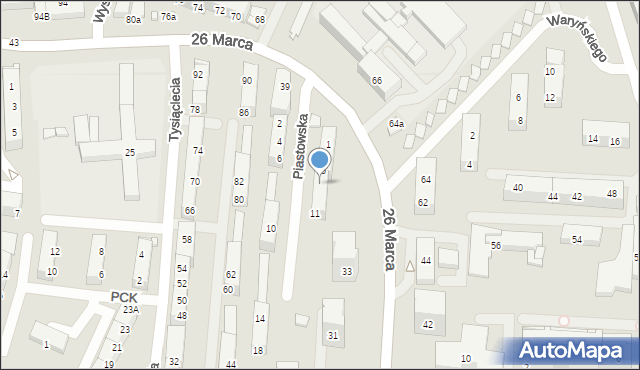 Wodzisław Śląski, Piastowska, 7, mapa Wodzisławia Śląskiego