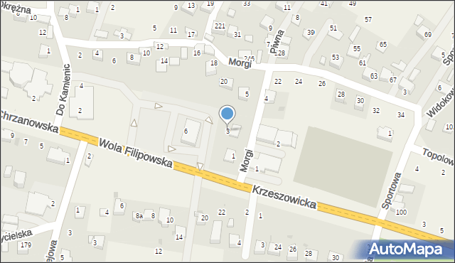 Wola Filipowska, Piwna, 3, mapa Wola Filipowska