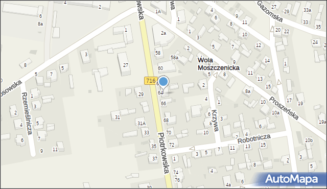 Wola Moszczenicka, Piotrkowska, 64a, mapa Wola Moszczenicka
