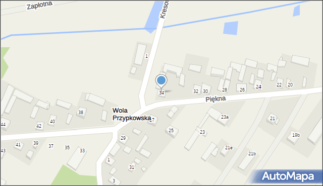 Wola Przypkowska, Piękna, 34, mapa Wola Przypkowska