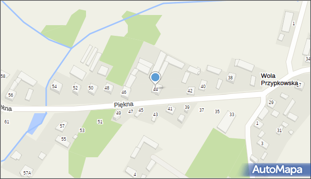 Wola Przypkowska, Piękna, 44, mapa Wola Przypkowska