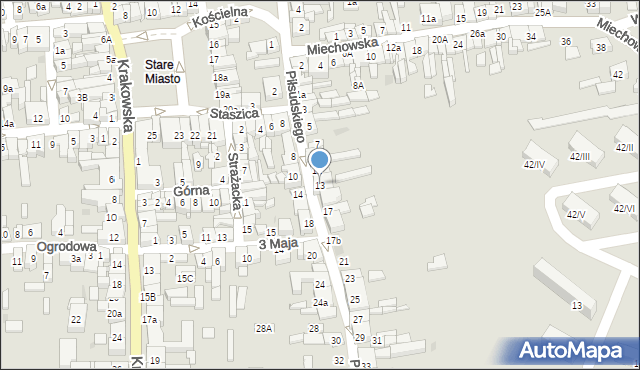 Wolbrom, Piłsudskiego Józefa, marsz., 13, mapa Wolbrom