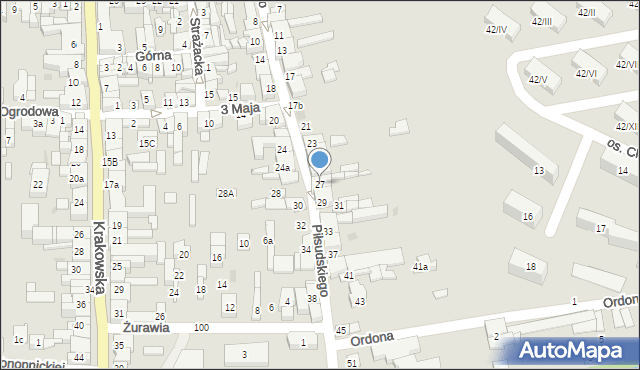 Wolbrom, Piłsudskiego Józefa, marsz., 27, mapa Wolbrom