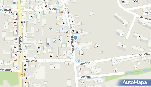 Wolbrom, Piłsudskiego Józefa, marsz., 37, mapa Wolbrom