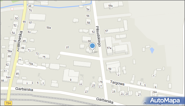 Wolbrom, Piłsudskiego Józefa, marsz., 72, mapa Wolbrom