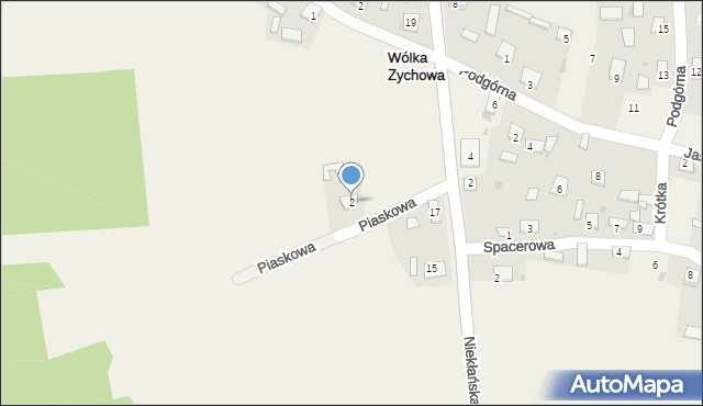 Wólka Zychowa, Piaskowa, 2, mapa Wólka Zychowa