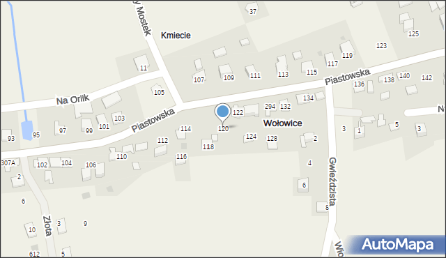 Wołowice, Piastowska, 120, mapa Wołowice