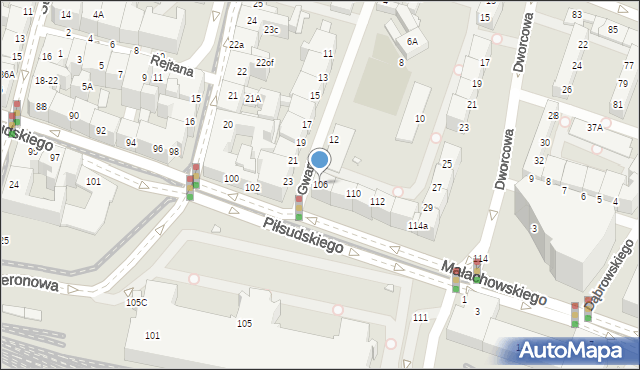Wrocław, Piłsudskiego Józefa, marsz., 106, mapa Wrocławia
