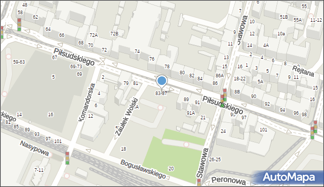 Wrocław, Piłsudskiego Józefa, marsz., 83-87, mapa Wrocławia