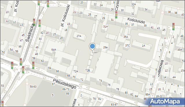 Wrocław, Piłsudskiego Józefa, marsz., 72e, mapa Wrocławia