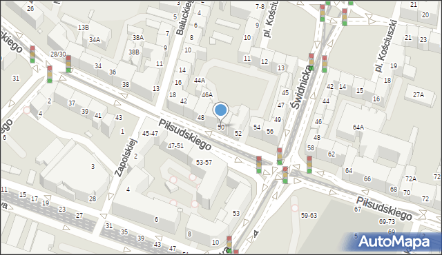 Wrocław, Piłsudskiego Józefa, marsz., 50, mapa Wrocławia