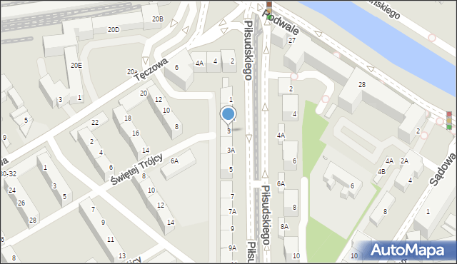 Wrocław, Piłsudskiego Józefa, marsz., 3, mapa Wrocławia