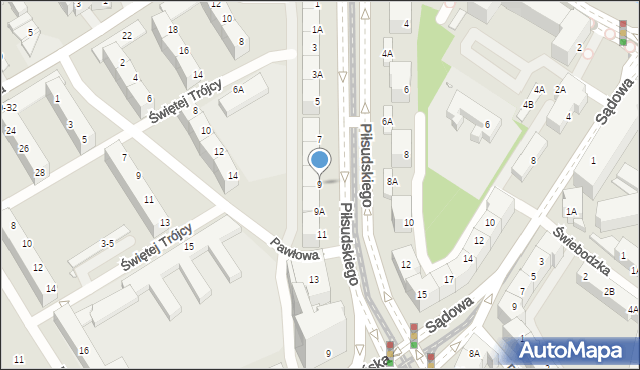 Wrocław, Piłsudskiego Józefa, marsz., 9, mapa Wrocławia