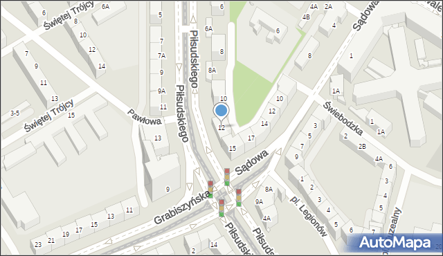 Wrocław, Piłsudskiego Józefa, marsz., 12, mapa Wrocławia