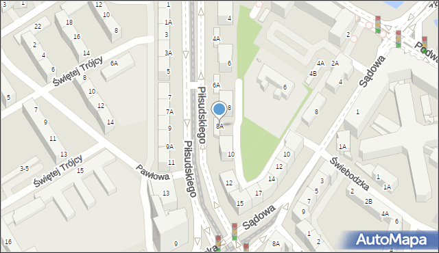 Wrocław, Piłsudskiego Józefa, marsz., 8A, mapa Wrocławia