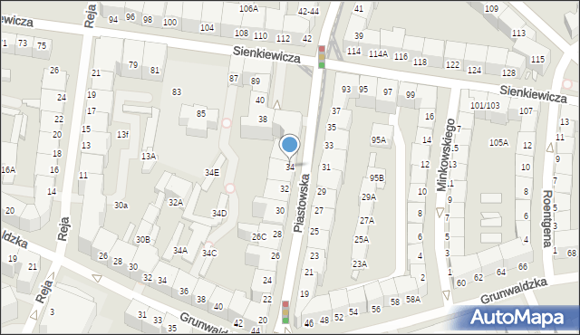 Wrocław, Piastowska, 34, mapa Wrocławia