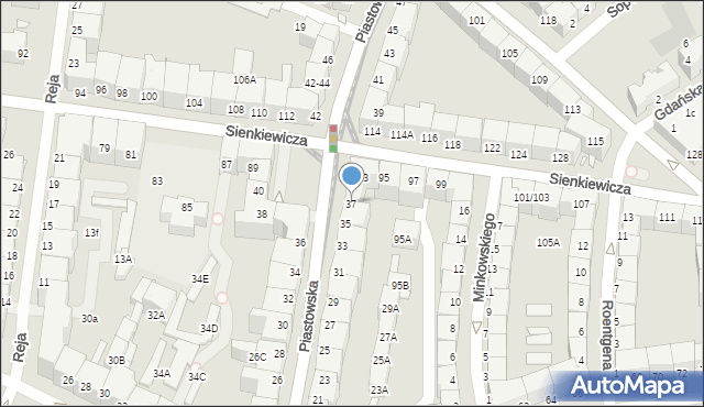 Wrocław, Piastowska, 37, mapa Wrocławia