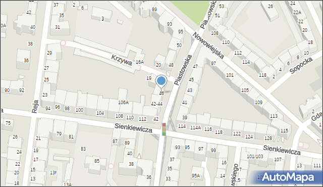 Wrocław, Piastowska, 46, mapa Wrocławia