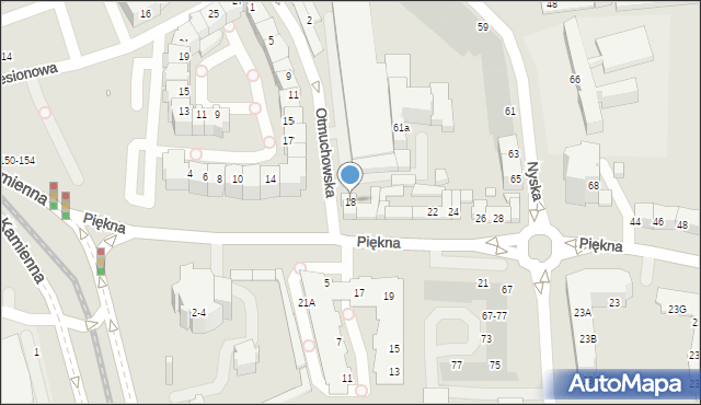 Wrocław, Piękna, 18, mapa Wrocławia