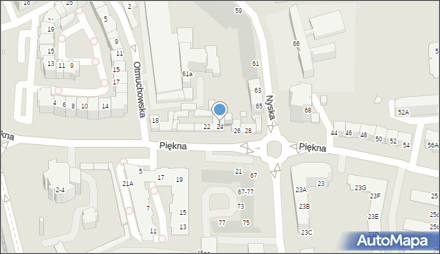 Wrocław, Piękna, 24, mapa Wrocławia