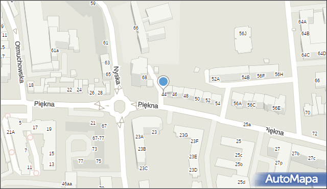 Wrocław, Piękna, 44, mapa Wrocławia