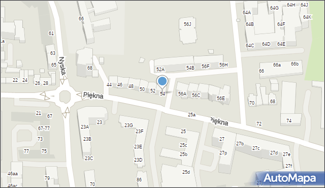 Wrocław, Piękna, 54, mapa Wrocławia