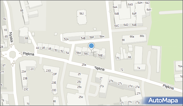 Wrocław, Piękna, 56D, mapa Wrocławia