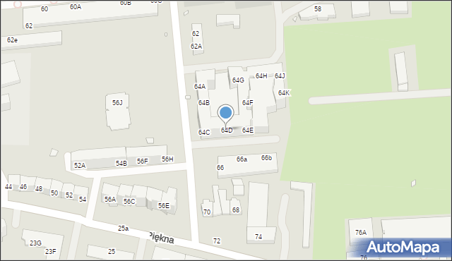 Wrocław, Piękna, 64D, mapa Wrocławia