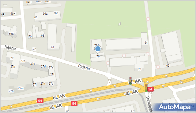 Wrocław, Piękna, 76, mapa Wrocławia