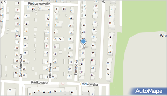 Wrocław, Pieszycka, 32, mapa Wrocławia