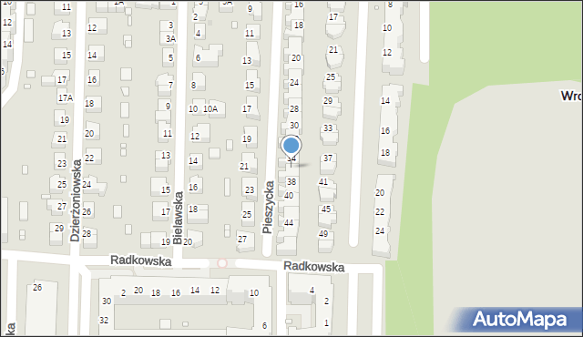 Wrocław, Pieszycka, 36, mapa Wrocławia