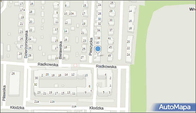 Wrocław, Pieszycka, 46, mapa Wrocławia